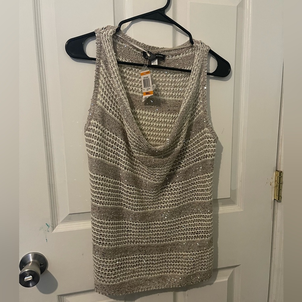INC knitted tan and white with tiny sequins